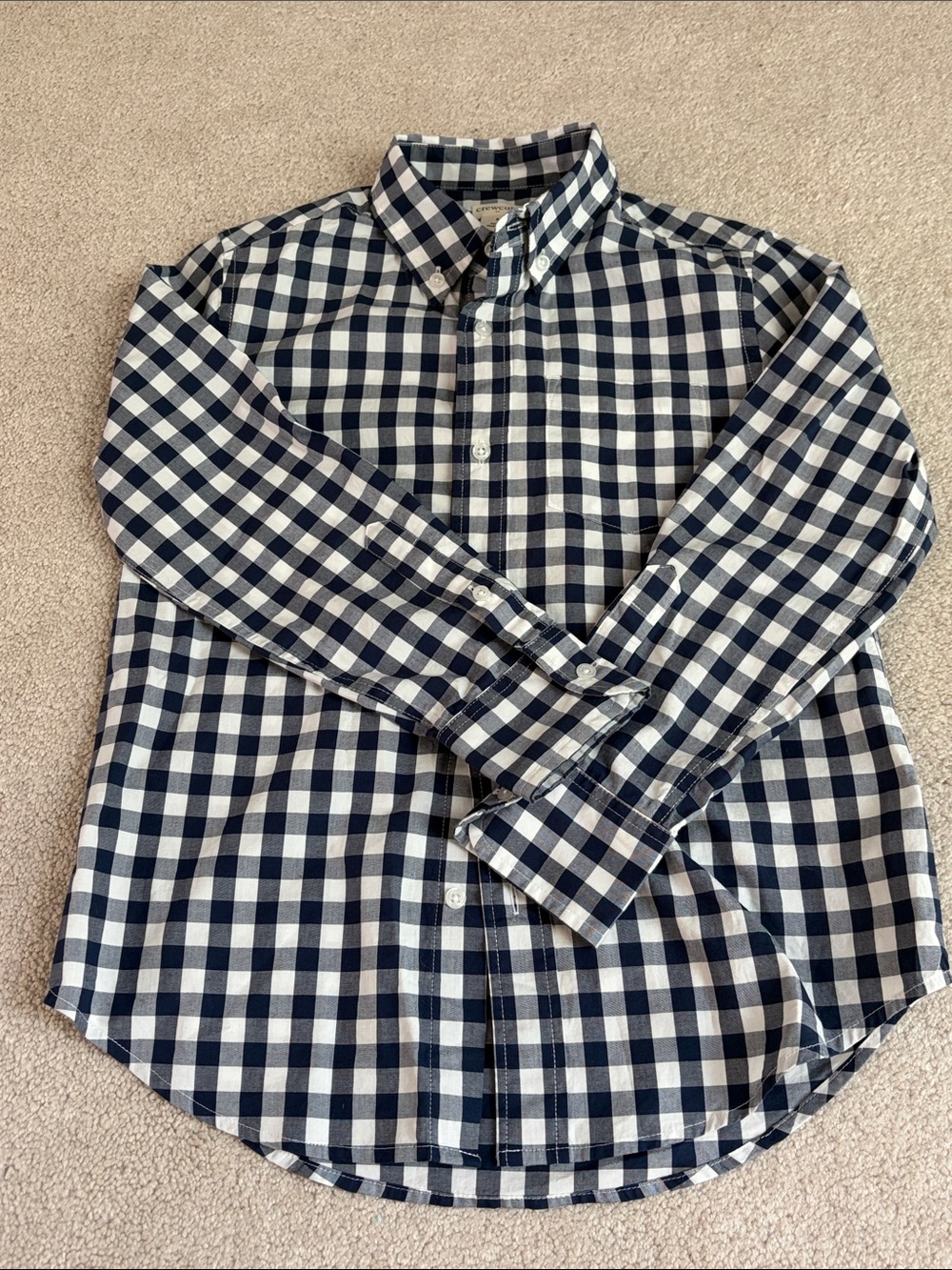 Crewcuts Navy and White Check Cotton Button-Down Shirt